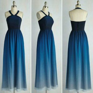 Modcloth Elegance Achieved Blue Ombre Dress